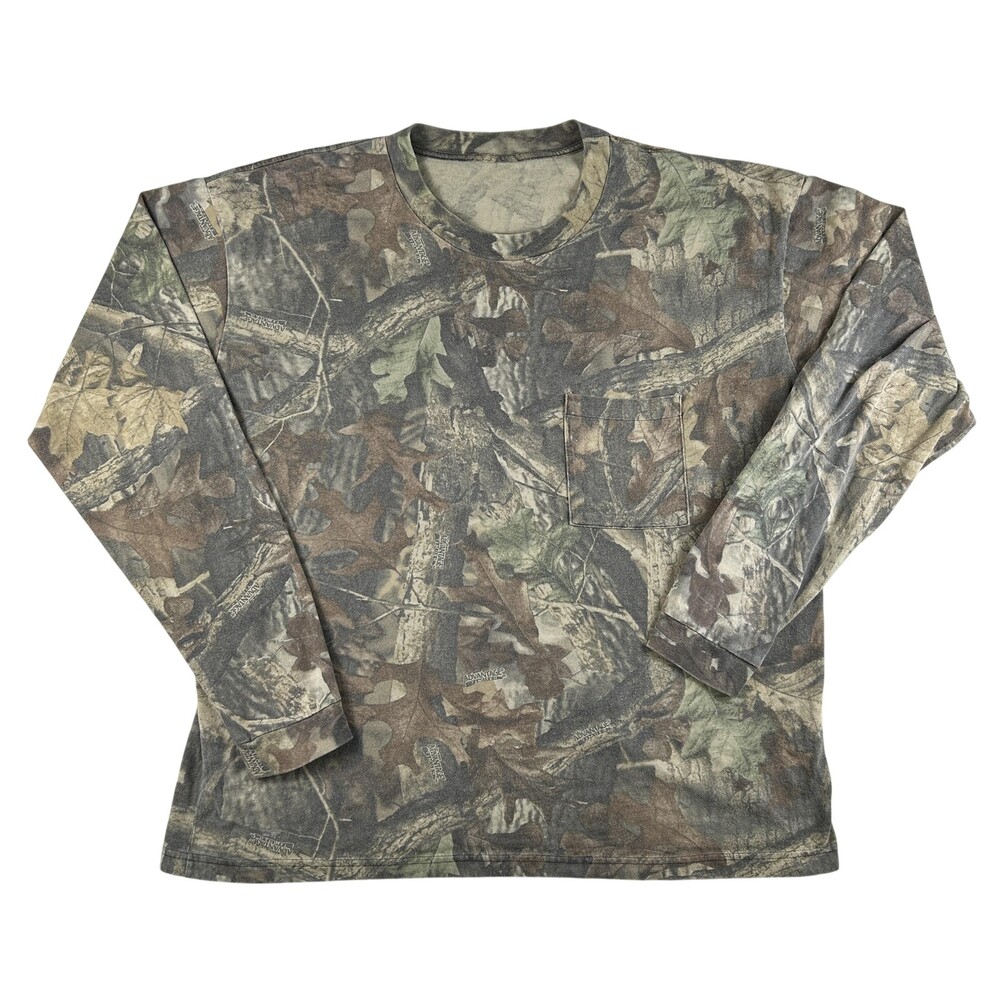 Advantage Camo Hunting Shirt Mens 3XL Brown Long Sleeve Pocket Tee Camo